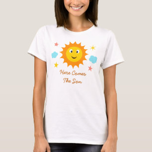 Hier kommt der Sohn lächelnd Baby Shower Sonnensch T-Shirt