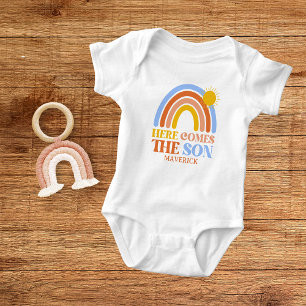Hier kommt der Sohn Regenbogenjunge Baby Strampler