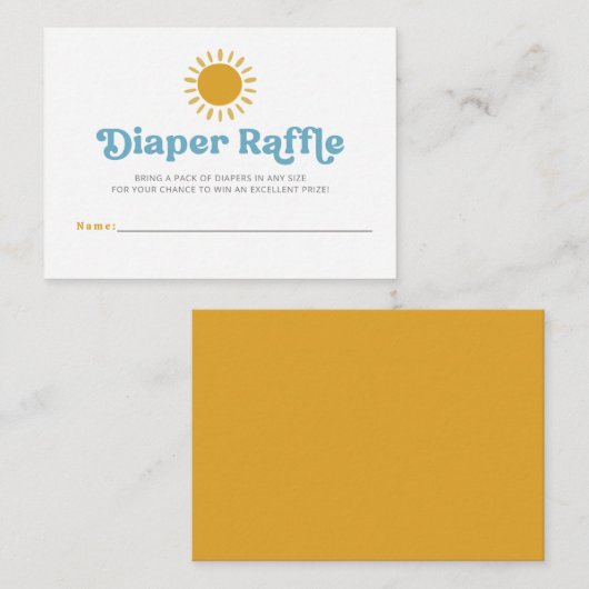 Hier kommt der Sohn Retro Baby Dusche Windel Raffl Begleitkarte (Vorne/Hinten)