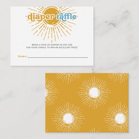 Hier kommt der Sohn Retro Baby Dusche Windel Raffl Begleitkarte (Vorne/Hinten)