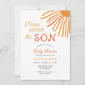 Hier kommt der Sohn Retro Boho Baby Dusche Einladung (Vorderseite)