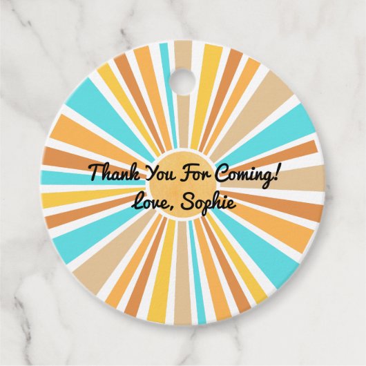 Hier kommt der Sohn, Retro Boho Rainbow Round Geschenkanhänger (Vorderseite)