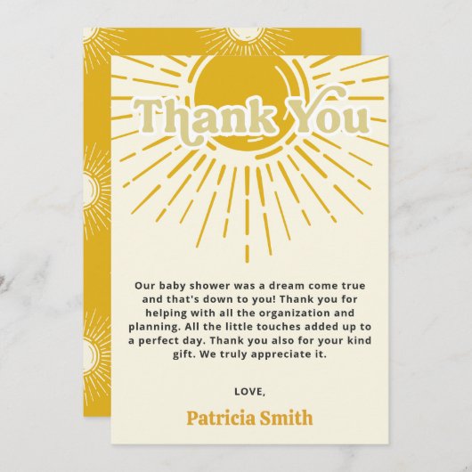 Hier kommt der Sohn Retro Junge Dusche Dankeskarte (Vorne/Hinten)