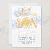 Hier kommt der Sohn Sonnens Wolken Baby Shower Einladung (Vorderseite)