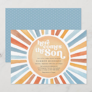 Hier kommt der Sohn Sonnenschein-Baby-Party-Einlad Einladung