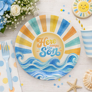 Hier kommt der Sohn Sonnenschein-Baby-Party-Papier Pappteller