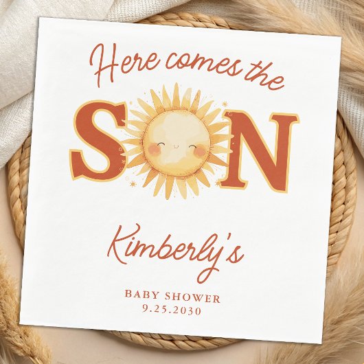 Hier kommt der Sohn Sonnenschein Boho Süße Babypar Serviette