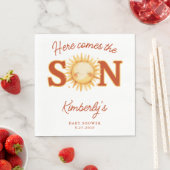Hier kommt der Sohn Sonnenschein Boho Süße Babypar Serviette (Beispiel)