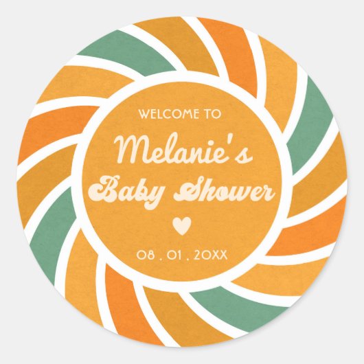 Hier kommt der Sohn Sonnenschein Groovy Niedlich R Runder Aufkleber (Vorderseite)