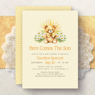 Hier kommt der Sohn Sonnenschein Junge Baby Shower Einladung