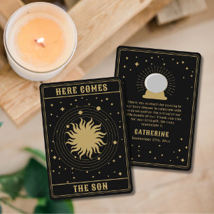 Hier kommt der Sohn Sun Tarot Babydusche Dankeskarte