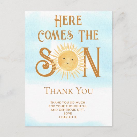 Hier kommt der Sohn Vielen Dank Postcard Postkarte (Vorderseite)