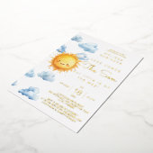 Hier kommt der Sohn Watercolor Baby Boy Shower Folieneinladung (Gedreht)