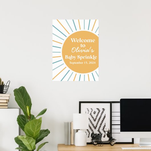 Hier kommt der Son Boho Sunshine Baby Sprinkle Poster (Heimbüro)