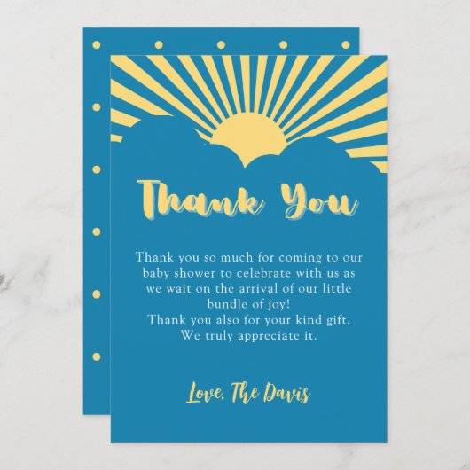 Hier kommt der Son Boho Sunshine Retro der 90er Einladung (Vorne/Hinten)