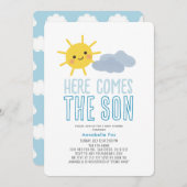 Hier kommt der Son lächelnd Sun Boy Baby Dusche Einladung (Vorne/Hinten)