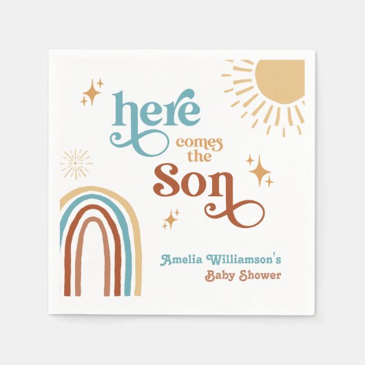 Hier kommt der Son Retro Sunshine Serviette (Vorderseite)