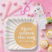 Hier kommt der Sun Boho Sunshine Geburtstag Pappteller (Party)