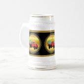 Hier kommt der Weihnachtsbaumstapler des Weihnacht Bierglas (Vorderseite Links)