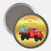 Hier kommt der Weihnachtsbaumstapler des Weihnacht Magnet (Vorderseite/Rückseite)