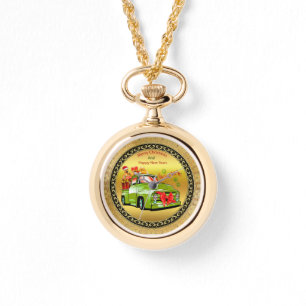 Hier kommt der Weihnachtsbaumwagen von Weihnachtsf Armbanduhr