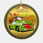 Hier kommt der Weihnachtsbaumwagen von Weihnachtsf Keramik Ornament (Hinten)