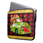 Hier kommt der Weihnachtsbaumwagen von Weihnachtsf Laptopschutzhülle (Vorderseite Links)