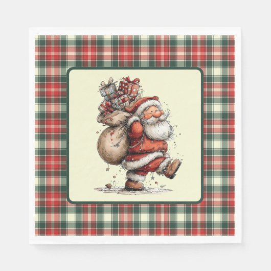 Hier kommt der Weihnachtsmann  Serviette (Vorderseite)