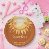 Hier kommt die Baby-Duschkarte Sun Boho Pappteller (Party)