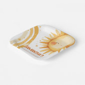 Hier kommt die Baby-Duschkarte Sun Boho Pappteller (Gewinkelt)