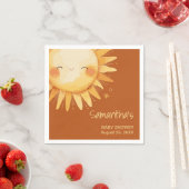 Hier kommt die Baby-Duschkarte Sun Boho Serviette (Beispiel)