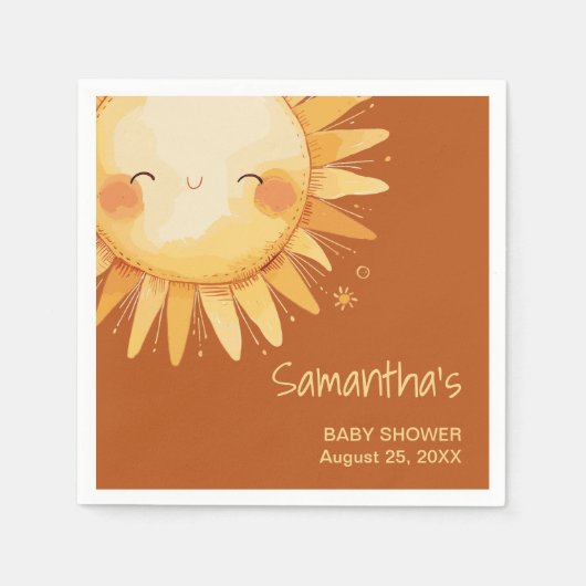 Hier kommt die Baby-Duschkarte Sun Boho Serviette (Vorderseite)