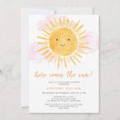 Hier kommt die Babydusche der Sun Girl Einladung (Vorderseite)