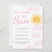 Hier kommt die Babydusche der Sun Girl Einladung (Vorderseite)