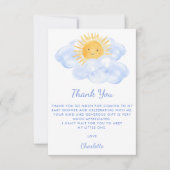 Hier kommt die Babydusche des Sohnes Dankeskarte (Vorderseite)