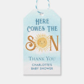 Hier kommt die Babydusche des Sohnes Geschenkanhänger (Vorderseite)