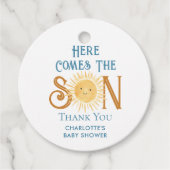 Hier kommt die Babydusche des Son Boy. Danke Geschenkanhänger (Vorderseite)