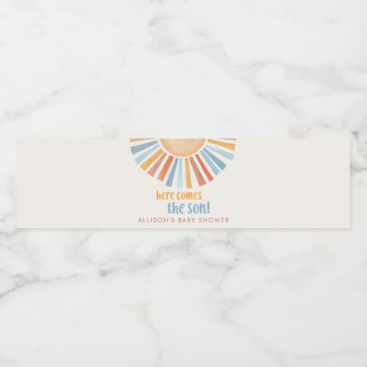 Hier kommt die Babydusche des SON Wasserflaschenetikett (Einzelnes Label)