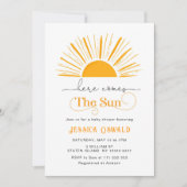 Hier kommt die Babydusche Einladung (Vorderseite)