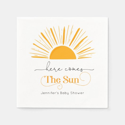 Hier kommt die Babydusche Serviette (Vorderseite)