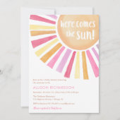 Hier kommt die Babydusche Sun Girl Boho Einladung (Vorderseite)