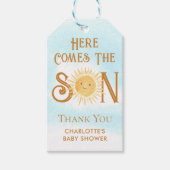 Hier kommt die Babydusche von Son Boho Geschenkanhänger (Vorderseite)