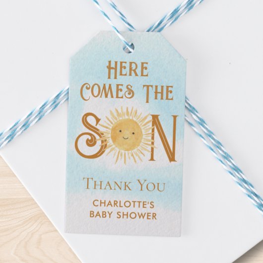 Hier kommt die Babydusche von Son Boho Geschenkanhänger