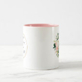 Hier kommt die Braut Blush Wasserfarbe Bloral Zweifarbige Tasse (Mittel)