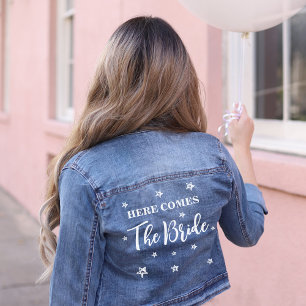 Hier kommt die Braut Hochzeit Jeansjacke