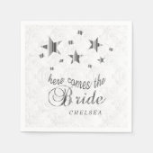 Hier kommt die Braut - Silver Stars Napkins Serviette (Vorderseite)