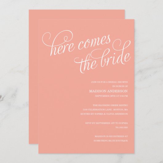 HIER KOMMT DIE BRIDE| BRIDAL SHOWING INVITATION EINLADUNG (Vorne/Hinten)