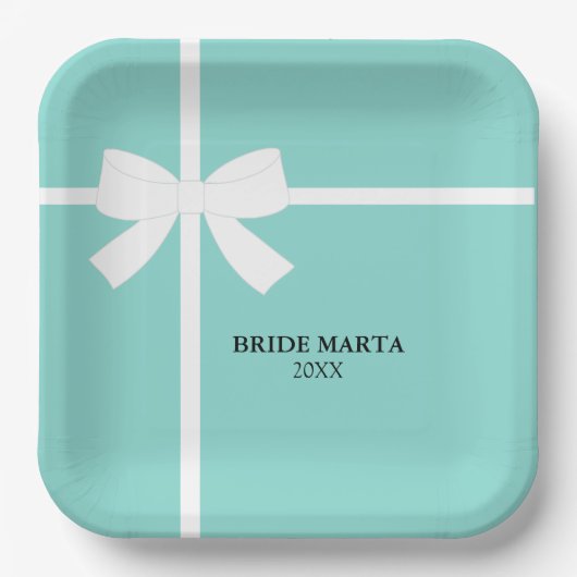 Hier kommt die Bride Personalisierte Party Papierp Pappteller (Vorderseite)