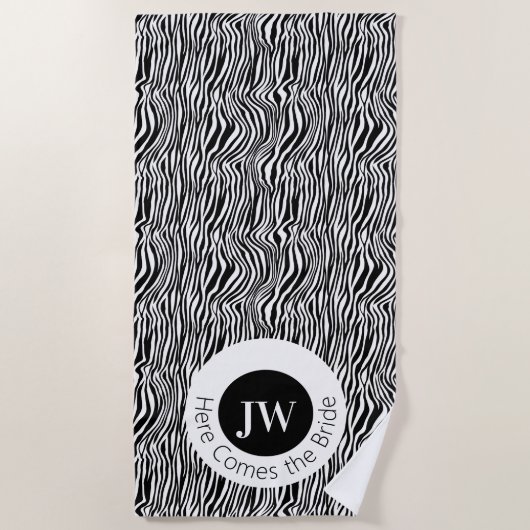 Hier kommt die Bride Zebra Pattern Honeymoon Strandtuch (Vorderseite)