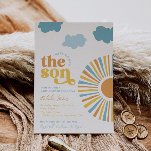 Hier kommt die Einladung der Son Baby Dusche